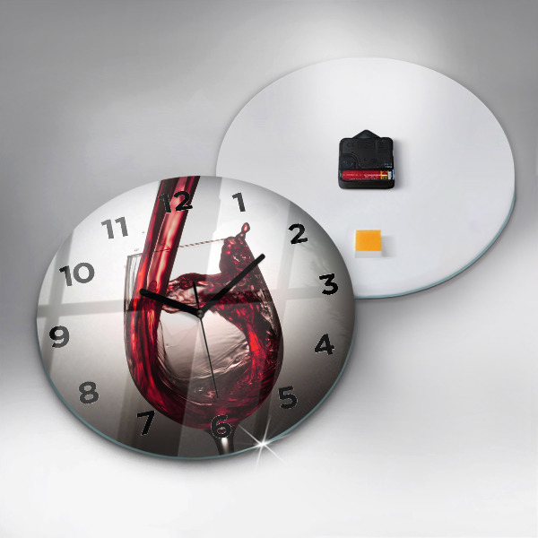 Round glass clock Glass of wine
