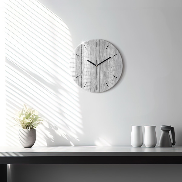 Round glass clock Wooden panels