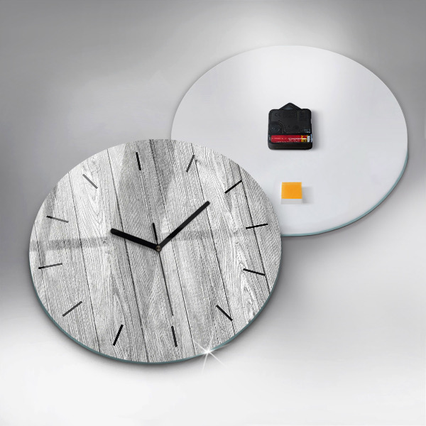 Round glass clock Wooden panels