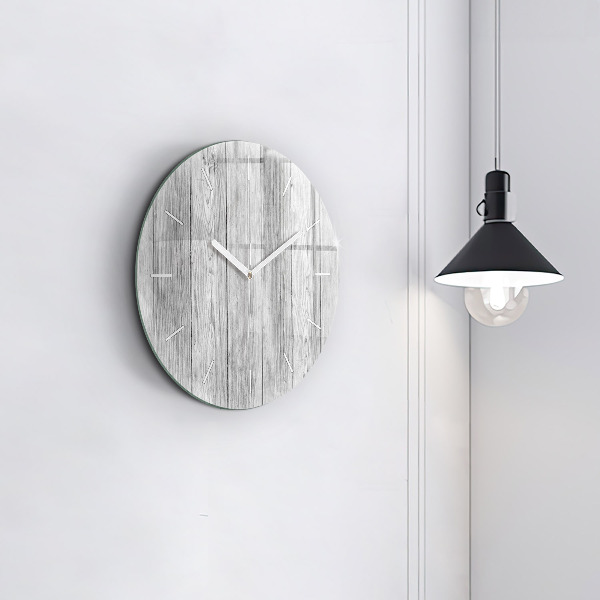Round glass clock Wooden panels