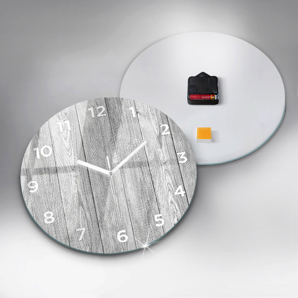 Round glass clock Wooden panels