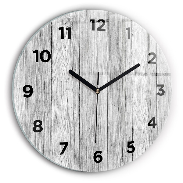 Round glass clock Wooden panels
