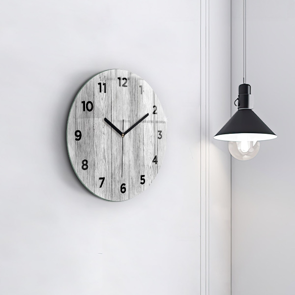 Round glass clock Wooden panels