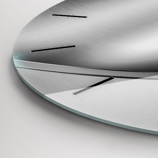 Round glass clock Gray metal abstraction