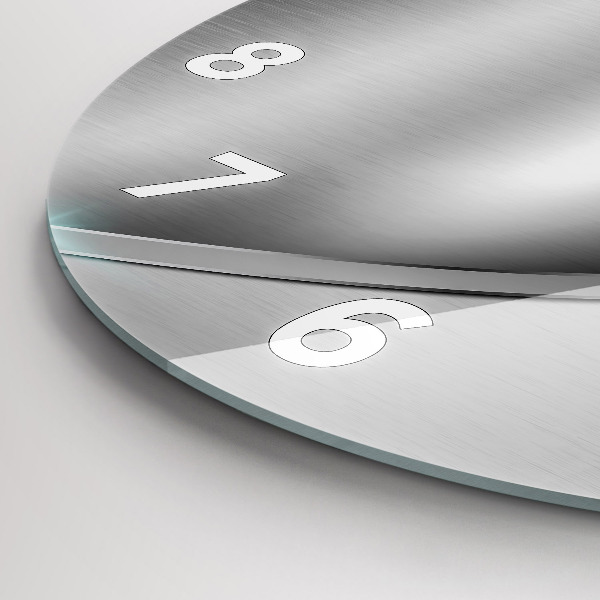 Round glass clock Gray metal abstraction