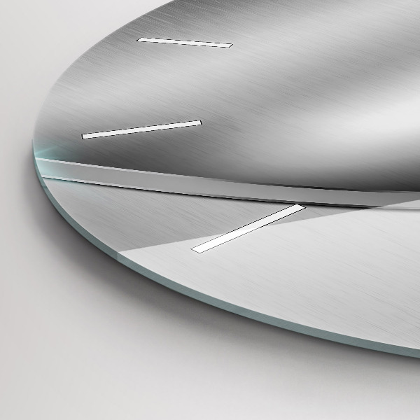 Round glass clock Gray metal abstraction