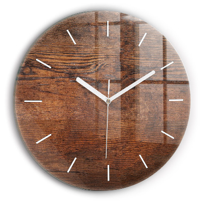Round glass clock Old wood