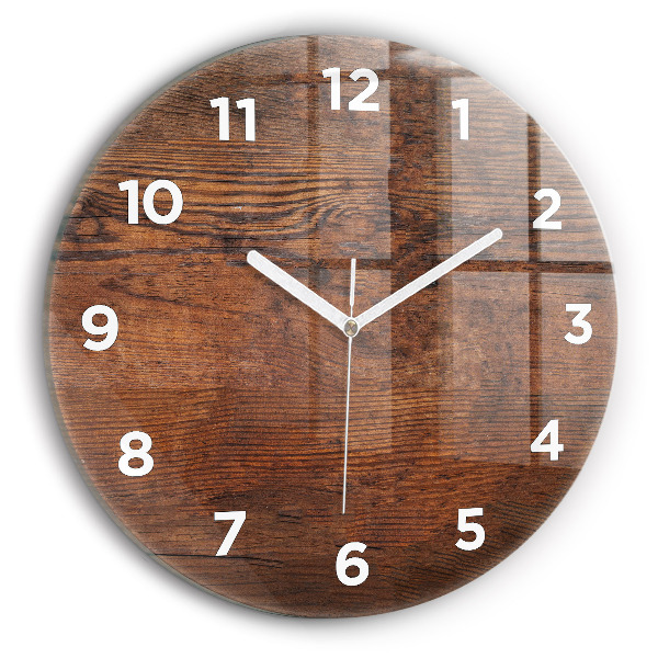 Round glass clock Old wood