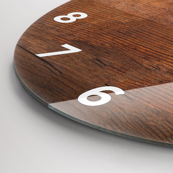 Round glass clock Old wood