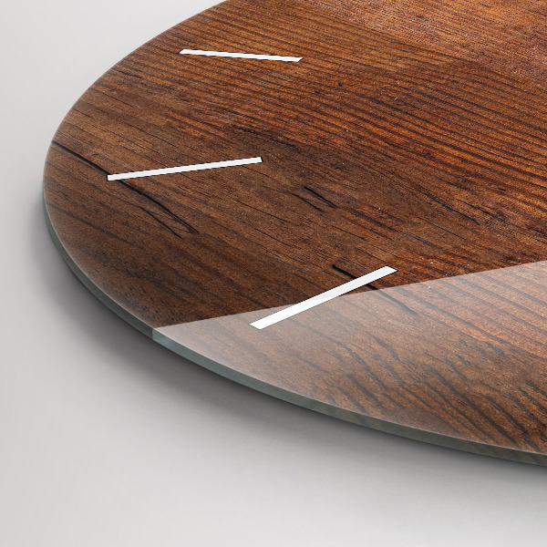 Round glass clock Old wood