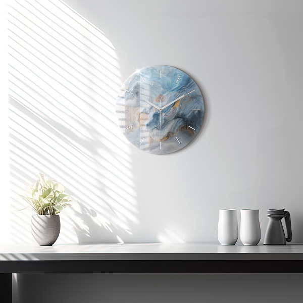 Round glass clock Marble pattern