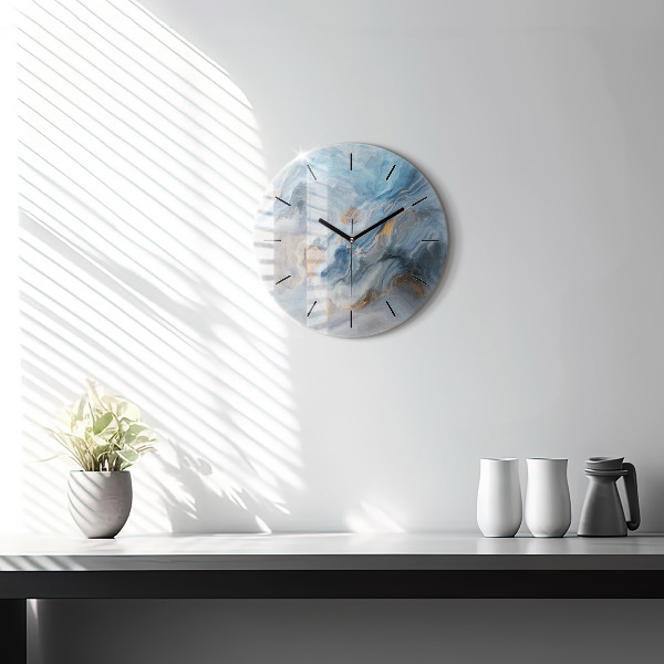 Round glass clock Marble pattern