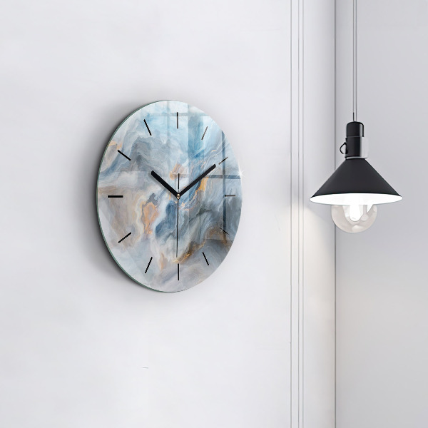 Round glass clock Marble pattern