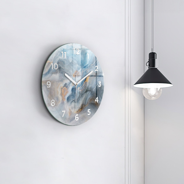 Round glass clock Marble pattern