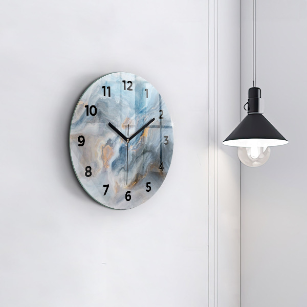 Round glass clock Marble pattern