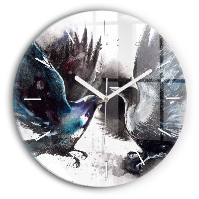 Round glass clock Painted Birds