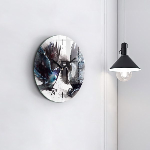 Round glass clock Painted Birds