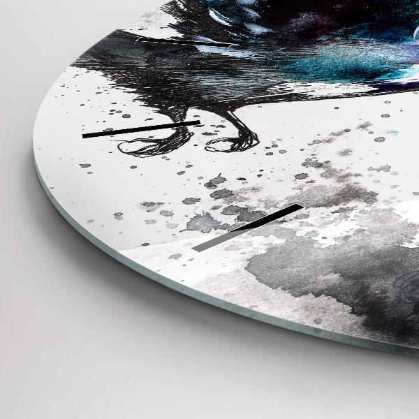 Round glass clock Painted Birds