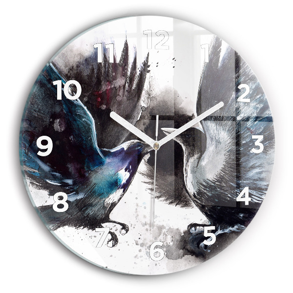 Round glass clock Painted Birds