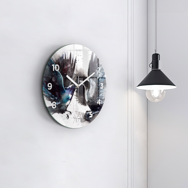 Round glass clock Painted Birds