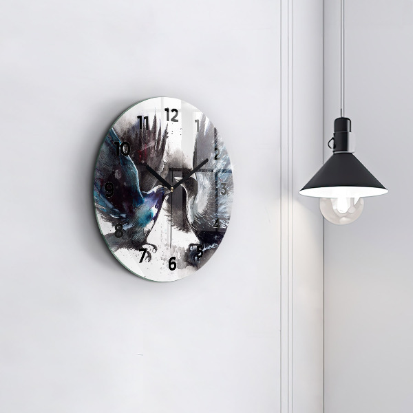 Round glass clock Painted Birds