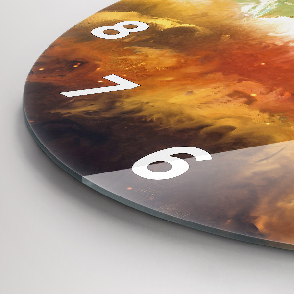 Round glass clock Abstract painting
