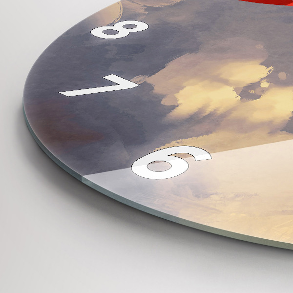 Round glass clock Paper ships