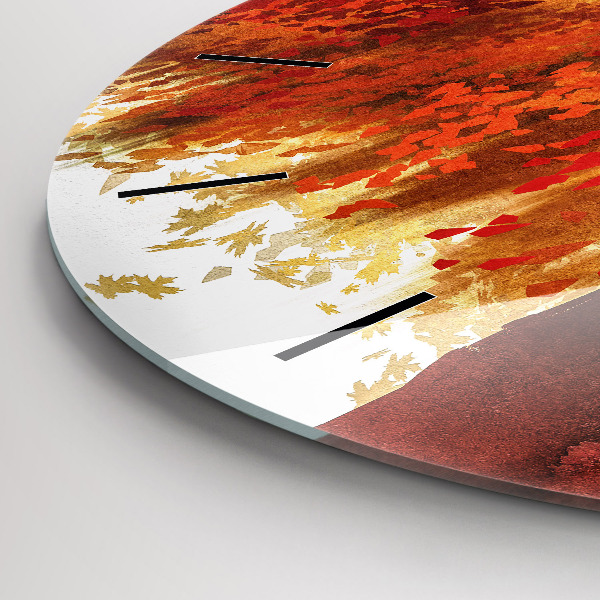Round glass clock Bride in autumn