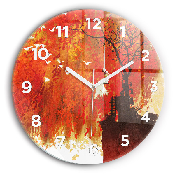 Round glass clock Bride in autumn