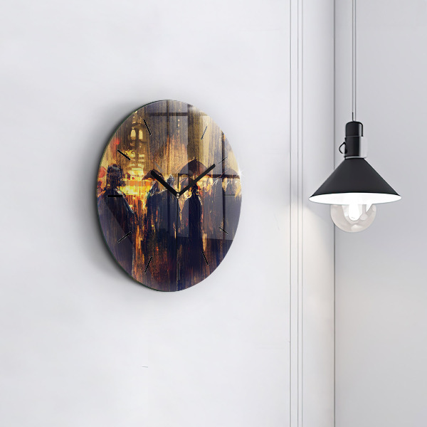 Round glass clock Impressionism in art Market Square