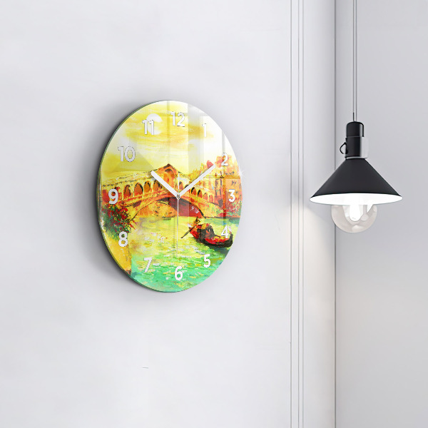 Round glass clock Venice Rialto Bridge