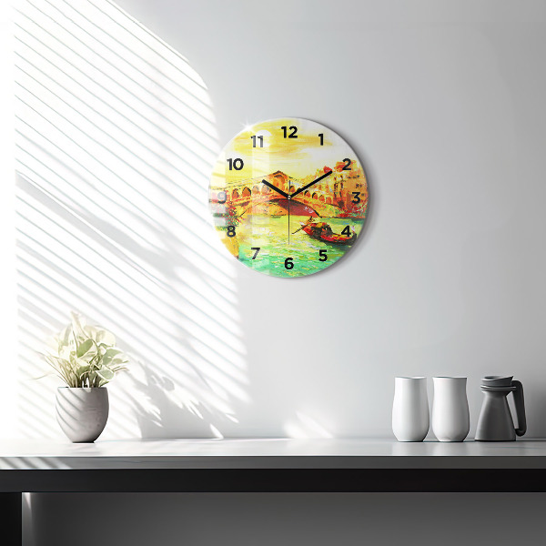 Round glass clock Venice Rialto Bridge