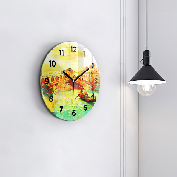 Round glass clock Venice Rialto Bridge