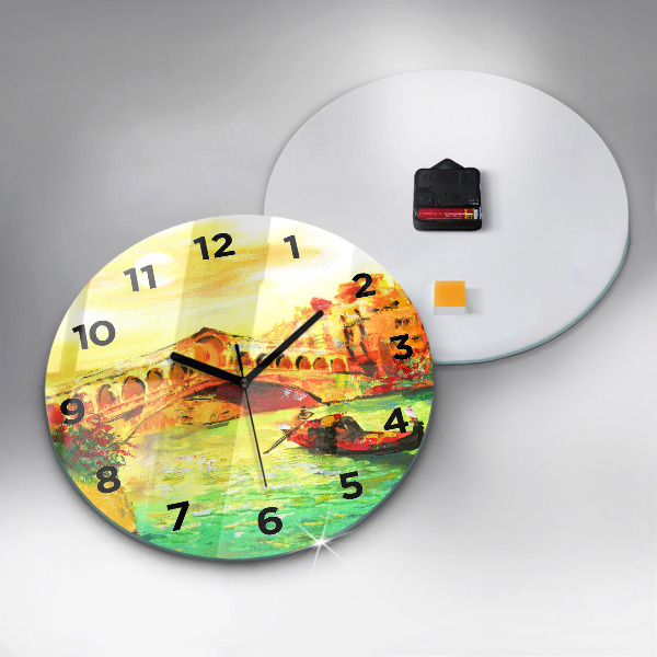 Round glass clock Venice Rialto Bridge