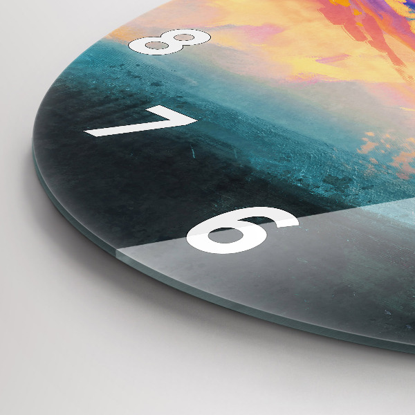 Round glass clock Abstraction sky