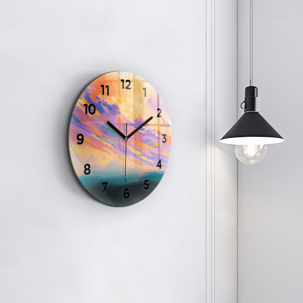 Round glass clock Abstraction sky