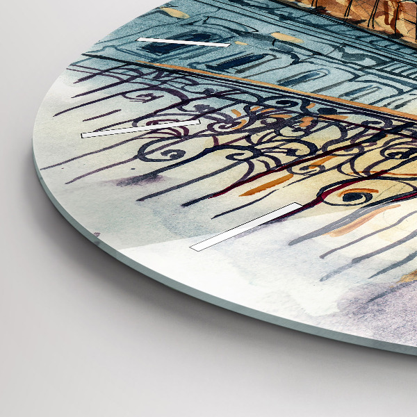 Round glass clock People in watercolor