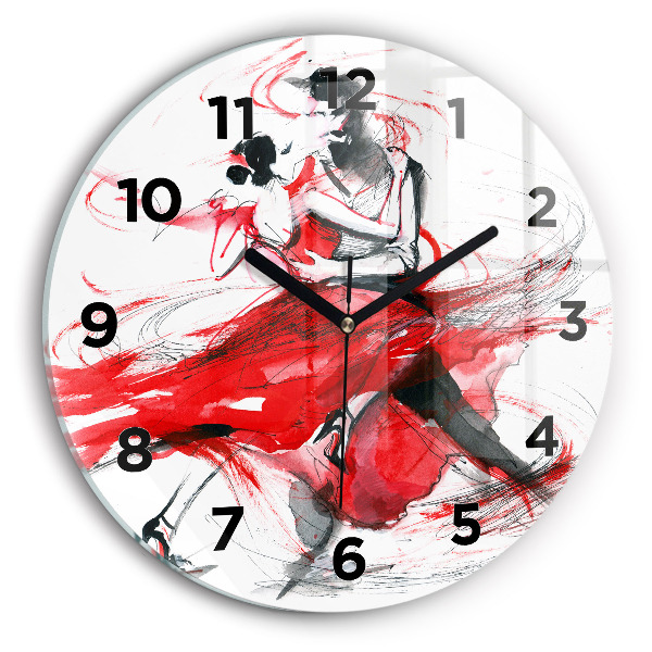 Round glass clock Dancing couple