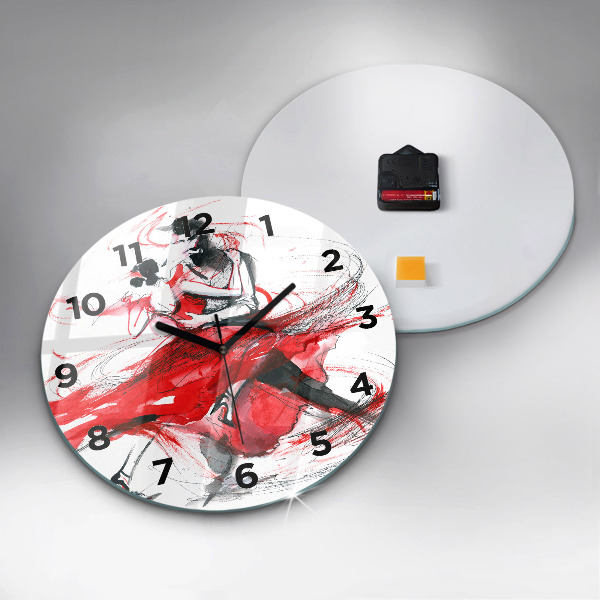 Round glass clock Dancing couple