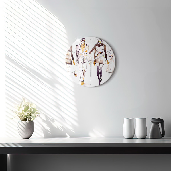 Round glass clock Woman and man