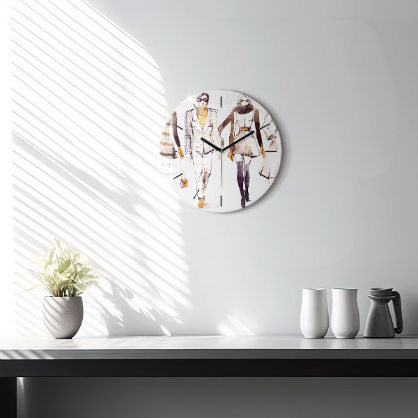 Round glass clock Woman and man