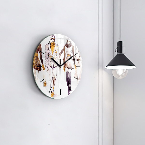Round glass clock Woman and man