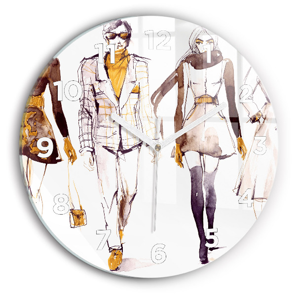 Round glass clock Woman and man