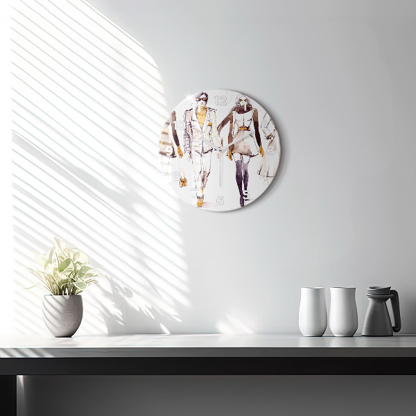 Round glass clock Woman and man