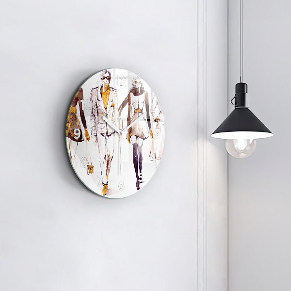 Round glass clock Woman and man