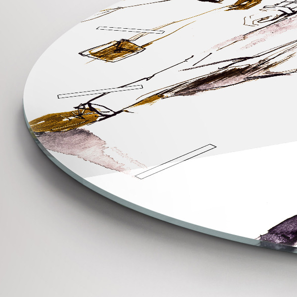 Round glass clock Woman and man