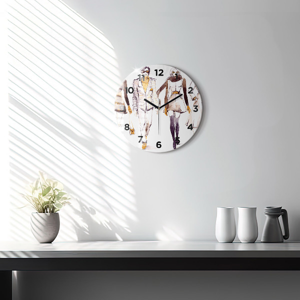 Round glass clock Woman and man