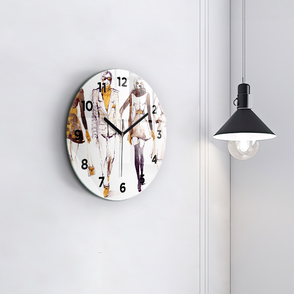Round glass clock Woman and man
