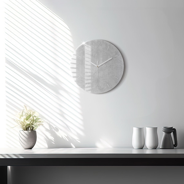 Round glass clock Stone wall
