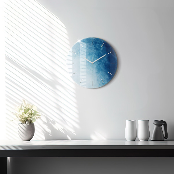 Round glass clock Blue gradient